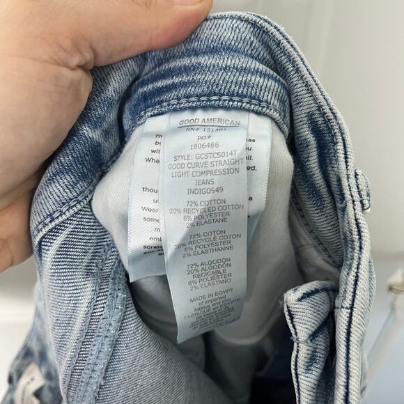 Good American Women's Jeans 14 32 Good Curve Straight Blue Light Wash High Rise - Picture 6 of 7